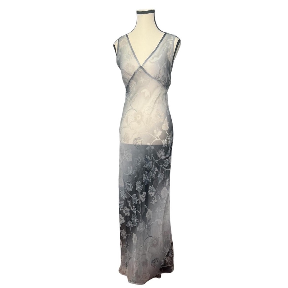 Vintage Sans Souci Designer Intimate Maxi Slip Gown Dress Y2K Gothic Sheer Sz S